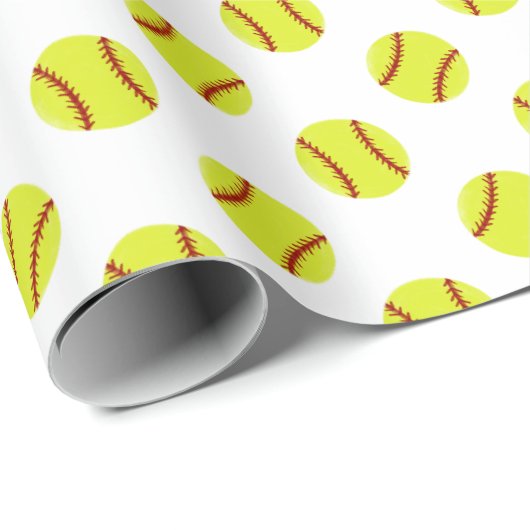 Papier Cadeau Motif Softball (Coin rond)