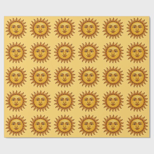 Papier Cadeau Motif Soleil Jaune. (Plat)