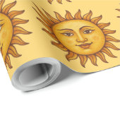 Papier Cadeau Motif Soleil Jaune. (Coin rond)