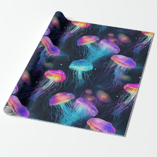 Papier Cadeau Motif sous-marin de méduse luminescente