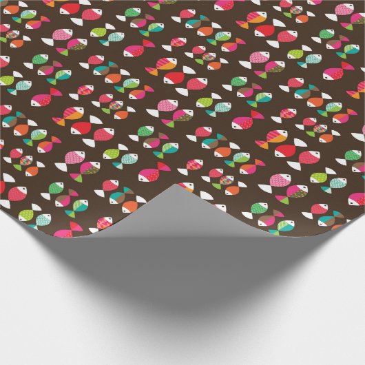 Papier Cadeau motif sous-marin de poisson rétro Abstrait 2 (Coin)