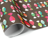 Papier Cadeau motif sous-marin de poisson rétro Abstrait 2 (Coin rond)