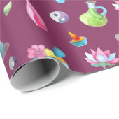 Papier Cadeau Motif Spa Aquarelle | Prune (Coin rond)