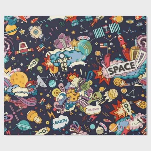 Papier Cadeau Motif spatial (Plat)