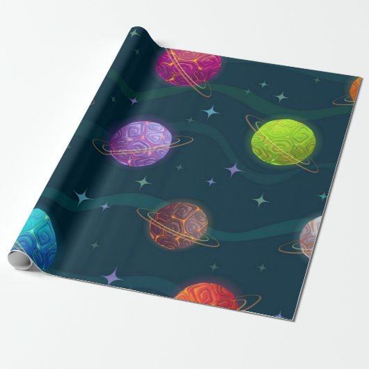 Papier Cadeau Motif spatial (Déroulé)
