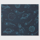 Papier Cadeau Motif spatial (Plat)