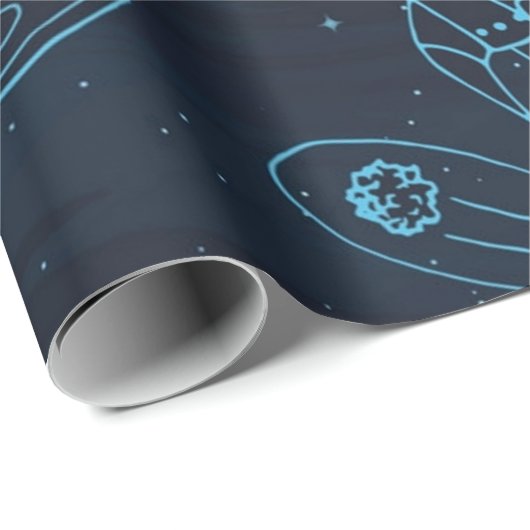 Papier Cadeau Motif spatial (Coin rond)