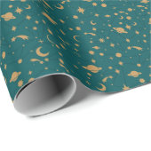 Papier Cadeau Motif spatial (Coin rond)
