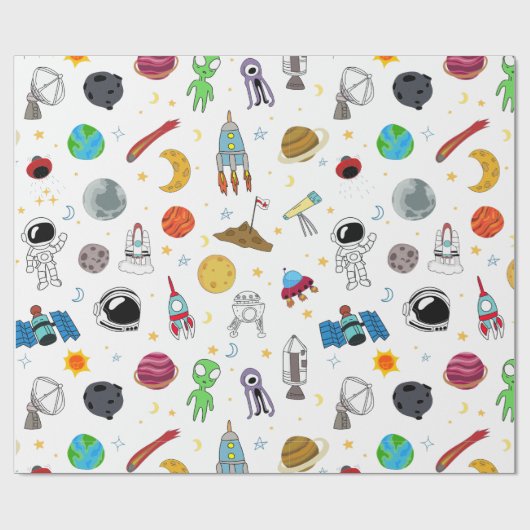 Papier Cadeau Motif spatial astronaute (Plat)