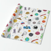 Papier Cadeau Motif spatial astronaute (Déroulé)