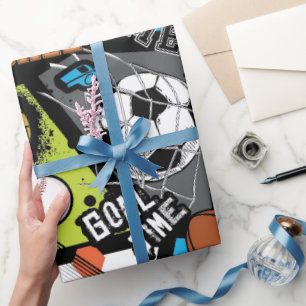 Papier Cadeau Motif sportif avec ballons