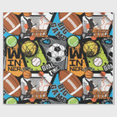 Papier Cadeau Motif sportif avec ballons (Plat)