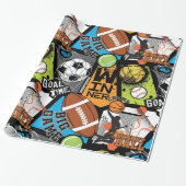 Papier Cadeau Motif sportif avec ballons (Déroulé)