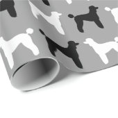 Papier Cadeau Motif standard de silhouettes de caniche (Coin rond)