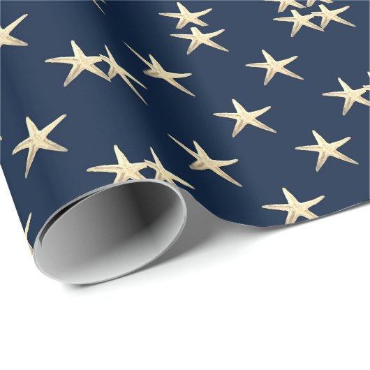 Papier Cadeau Motif Starfish sur Solid Arrière - plan (Coin rond)