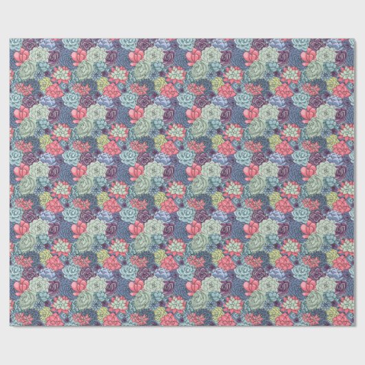 Papier Cadeau Motif succulent coloré (Plat)