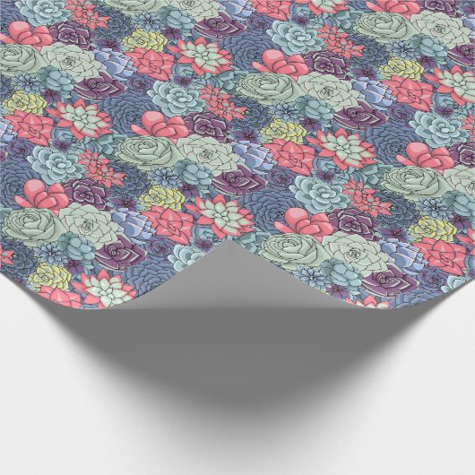 Papier Cadeau Motif succulent coloré (Coin)