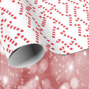 Papier Cadeau Motif sucre de canne rouge et blanc