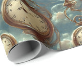 Papier Cadeau Motif Surreal Pocket Watch (Coin rond)