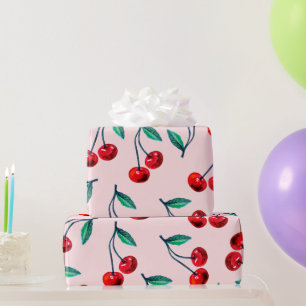 Papier Cadeau Motif Sweet Red Cherry