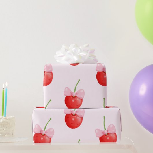 Papier Cadeau Motif Sweet Red Cherry (Cadeaux de fête)