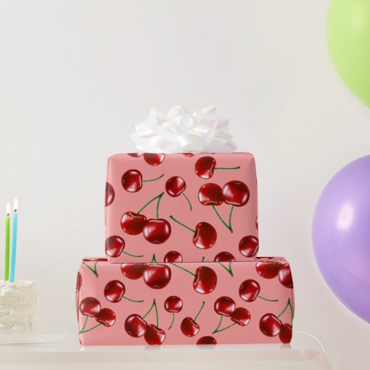 Papier Cadeau Motif Sweet Red Cherry (Cadeaux de fête)