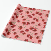 Papier Cadeau Motif Sweet Red Cherry (Déroulé)