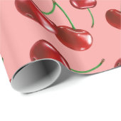 Papier Cadeau Motif Sweet Red Cherry (Coin rond)