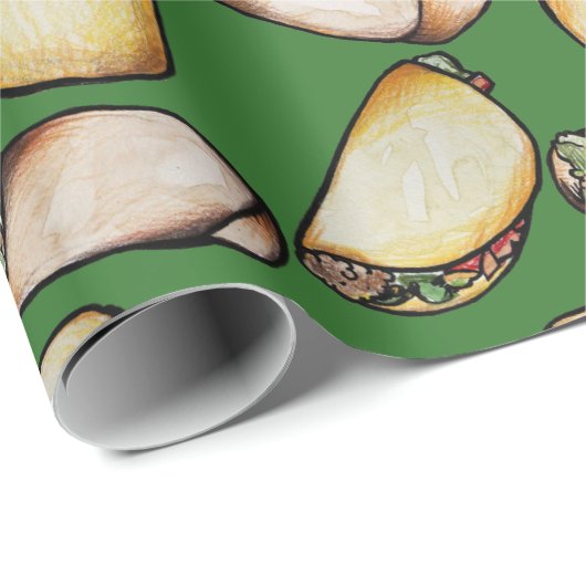 Papier Cadeau Motif Tacos et Burritos (Coin rond)