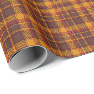 Papier Cadeau Motif Tartan Jaune Moutarde et Rouille Cosy