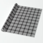 Papier Cadeau Motif Tartan noir et blanc (Déroulé)