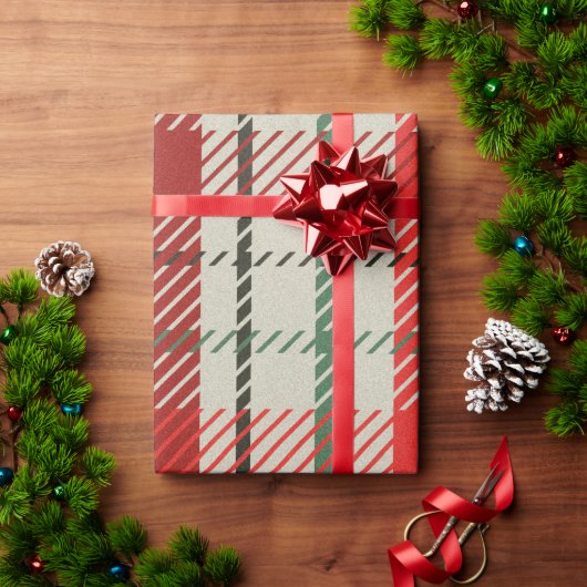 Papier Cadeau Motif Tartan Plaid Noël (Cadeau de vacances)