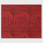 Papier Cadeau Motif technologique de carte de circuit rétro roug (Plat)
