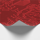Papier Cadeau Motif technologique de carte de circuit rétro roug