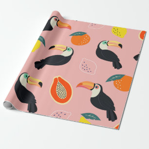 Papier Cadeau Motif tendance avec toucan et abstrait tropical f