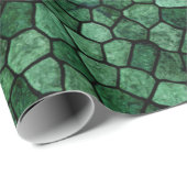 Papier Cadeau Motif Terrazzo Patchwork Pavé Vert Jade (Coin rond)