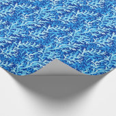 Papier Cadeau Motif textile du littoral d'algues bleues (Coin)