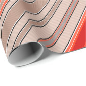 Papier Cadeau motif texturé rayé vertical en orange et être (Coin rond)