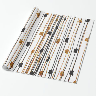 Papier Cadeau Motif tiré par la main d'or de parties