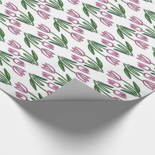 Papier Cadeau Motif tiré par la main floral avec des tulipes