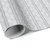 Papier Cadeau Motif tiré par la main gris de Chevron (Coin rond)