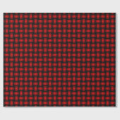 Papier Cadeau Motif Tissé Rouge Noir (Plat)