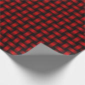 Papier Cadeau Motif Tissé Rouge Noir (Coin)