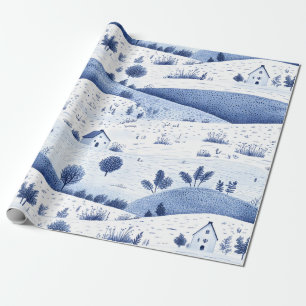 Papier Cadeau Motif Toile de Campagne Cottagecore