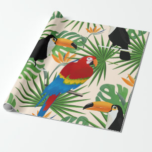 Papier Cadeau Motif Toucans & Parrots