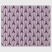 Papier Cadeau Motif Tour Eiffel Paris violet (Plat)