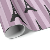 Papier Cadeau Motif Tour Eiffel Paris violet (Coin rond)