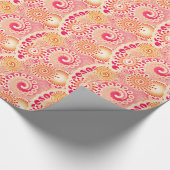 Papier Cadeau Motif tourbillon fractal, corail, pêche (Coin)