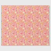 Papier Cadeau Motif tourbillon fractal, corail, pêche (Plat)