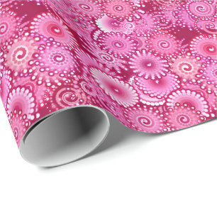 Papier Cadeau Motif tourbillon fractal, magenta, rose, bordeaux